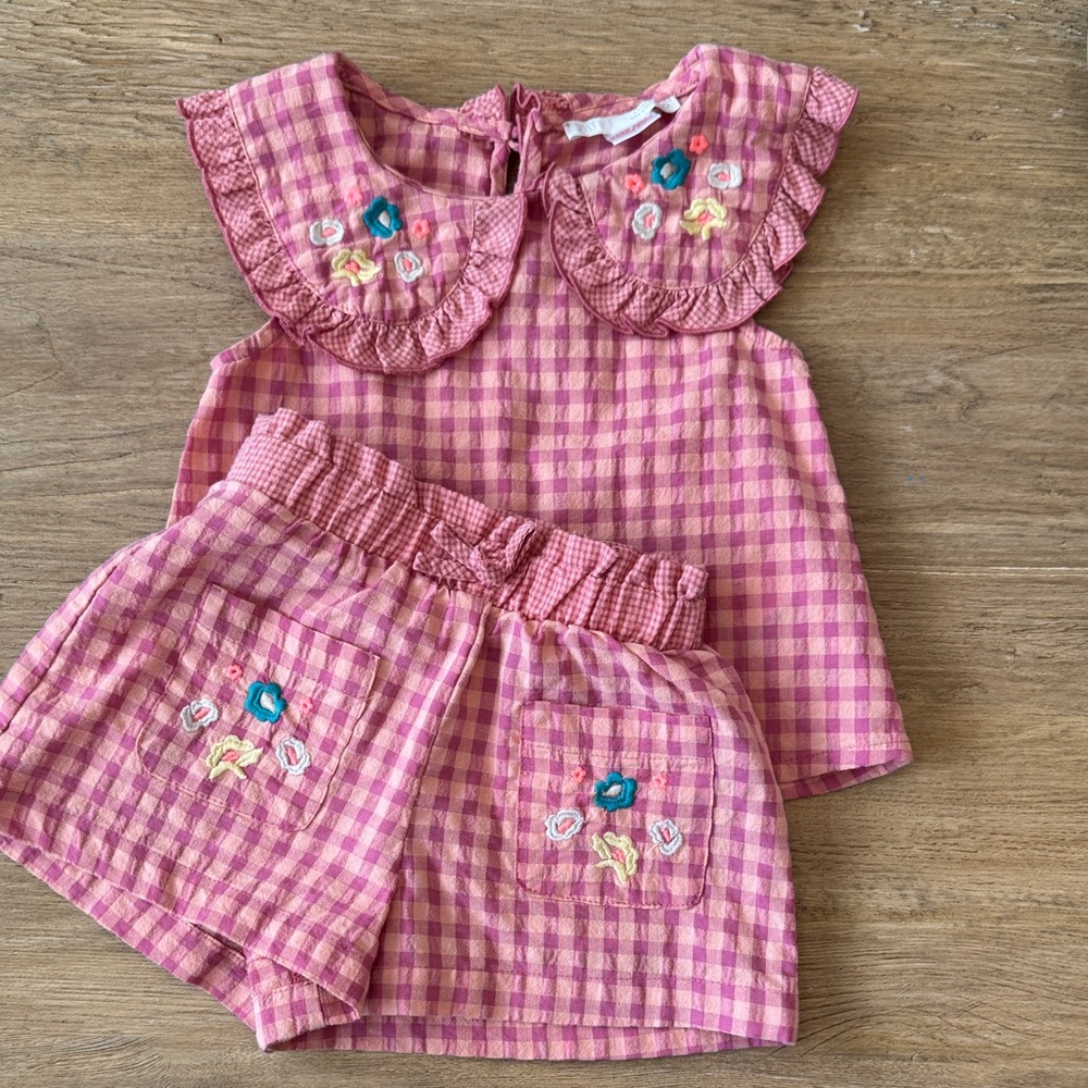 Zara Pink Checkered Kids Matching Set